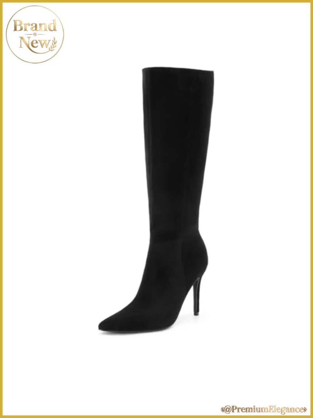 Pointed Toe Stiletto Knee High Boots Faux Suede Side Zip